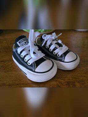 Converse Kids Black & White Canvas Lace-Up Sneakers